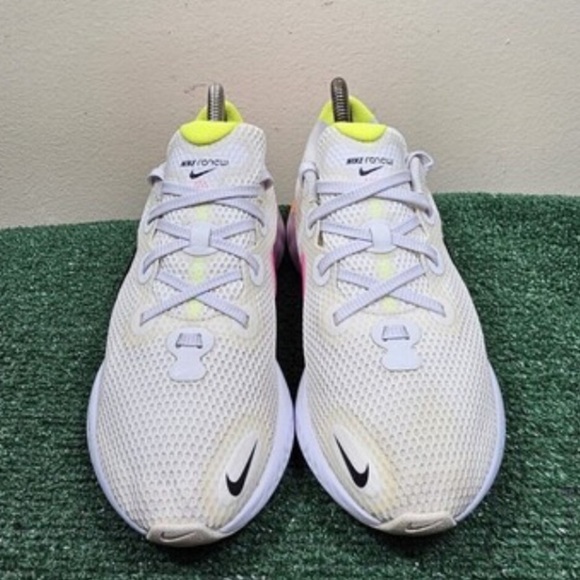 Nike Renew Run Womens Running Shoes White Pink Neon Size 9 CK6360-005 Low Top - Picture 5 of 12
